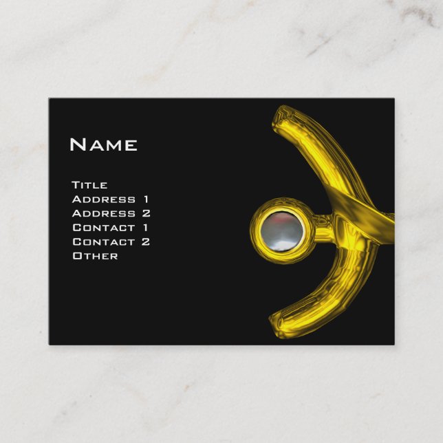 PISCES ABSTRACT, Pearl black yellow pink grey Business Card (Front)