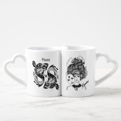  Pisces and Gemini Zodiac Coffee Mug Set