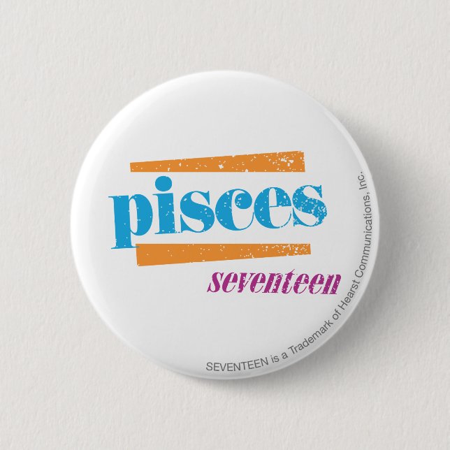 Pisces Aqua Pinback Button (Front)