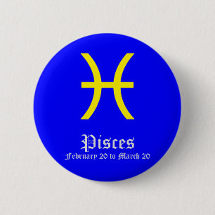 PISCES ASTROLOGIC SIGN, SYMBOL ZODIAC PINBACK BUTTON