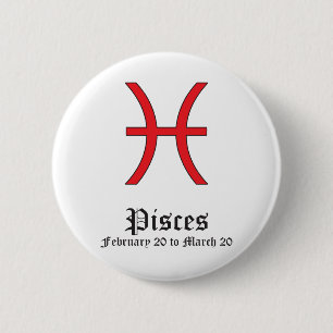 PISCES ASTROLOGIC SIGN, SYMBOL ZODIAC PINBACK BUTTON