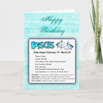 Pisces Astrological Horoscope Zodiac Birthday Card by Magical_Maddness at Zazzle