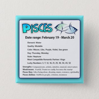 Pisces Astrological Horoscope Zodiac Magnet Pinback Button by Magical_Maddness at Zazzle