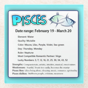 Pisces Astrological Horoscope Zodiac Sign Coaster