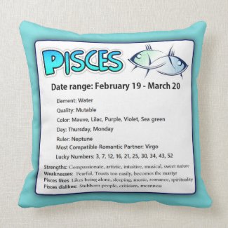 Pisces Astrological Horoscope Zodiac Sign Pillow