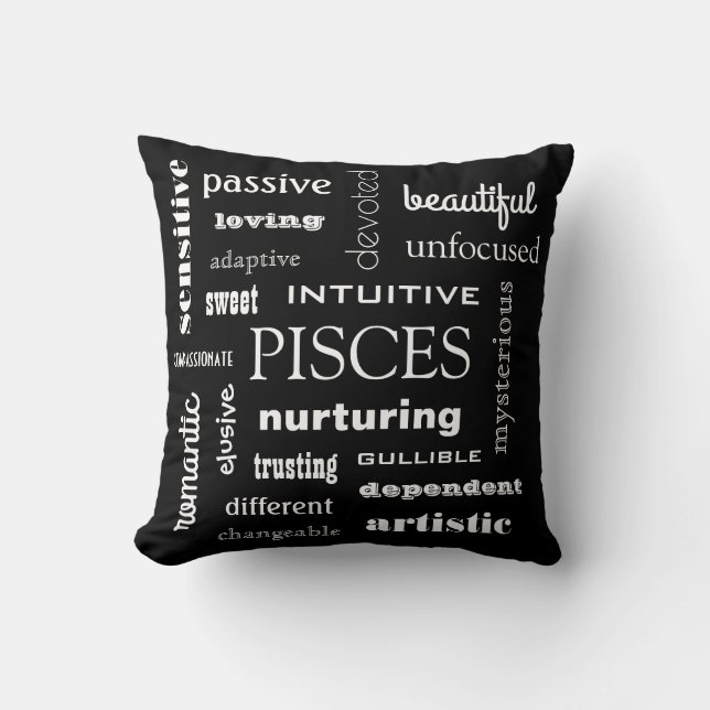 Pisces Astrological Throw Pillow (Front)