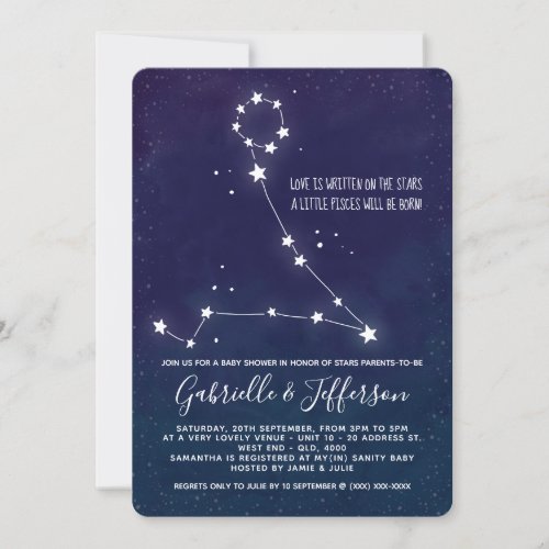 Pisces Astrology Baby Shower Invitation