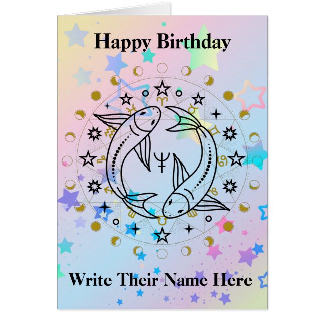 Pisces Astrology Birthday Card Feb 19-March 20 (Front)