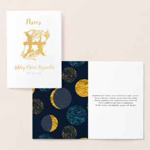 Pisces Astrology   Personalized Zodiac Sign Foil Card