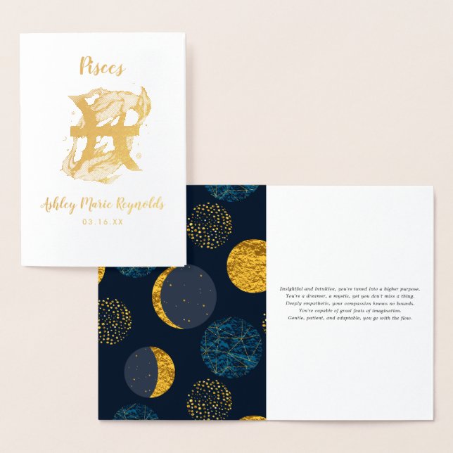 Pisces Astrology | Personalized Zodiac Sign Foil Card (Display)