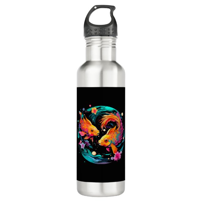 Pisces Astrology Sign Stainless Steel Water Bottle (Front)