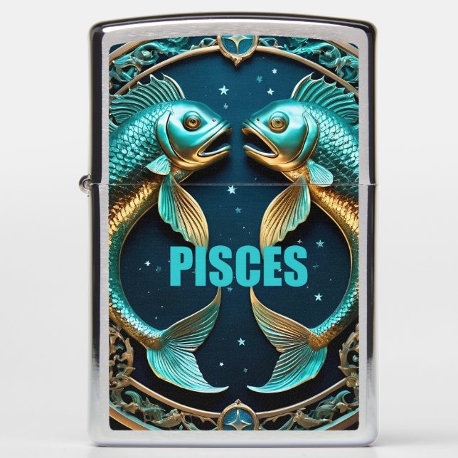 Pisces astrology sign zippo lighter (Front)
