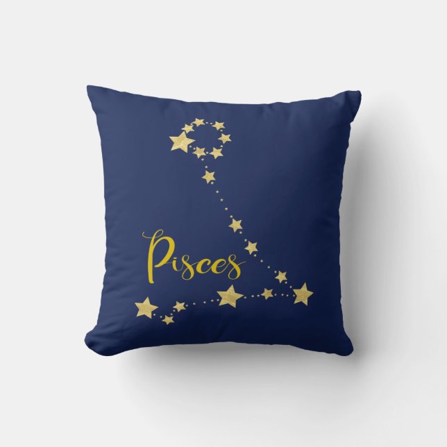 Pisces Astrology with Constellation of Stars Throw Pillow (Front)