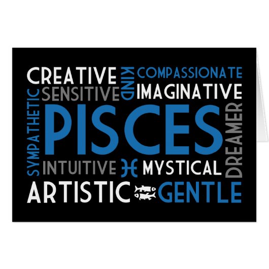 Pisces Astrology Word Collage Card (Front Horizontal)