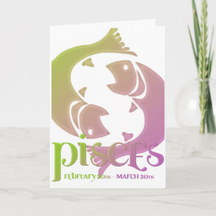 Pisces Astrology Zodiac Birthday Card design 1