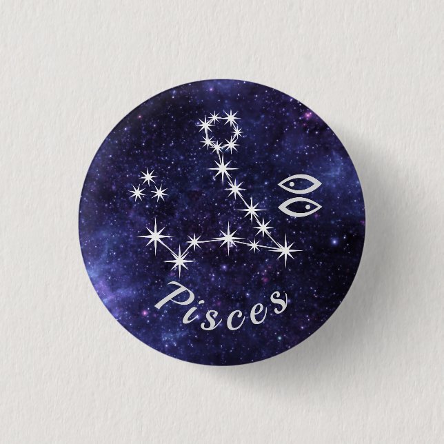 Pisces Badge, Zodiac Horoscope Badge Button (Front)