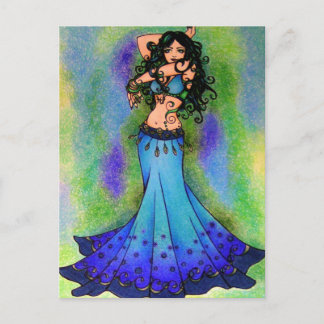 Pisces belly Dancer Astrology Sign Belly Dancing Holiday Postcard