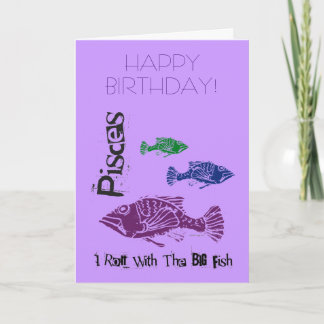Pisces Big Fish Happy Birthday Card