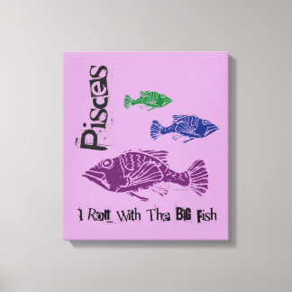 Pisces Big Fish Wrapped Canvas Art Print (Purple)