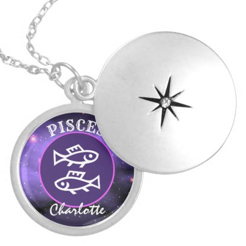 Pisces Birth Sign Cute Zodiac Personalized Locket Necklace