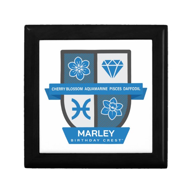 Pisces Birthday Crest™ for March 1-20 Jewelry Gift Box (Front)