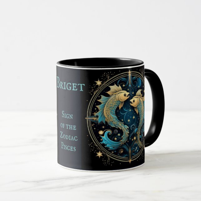 Pisces Birthday Gift Add Name Beautiful Coffee Mug (Front Right)