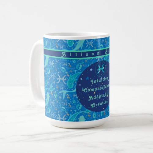 Pisces Blues Personalized Zodiac Traits Coffee Mug