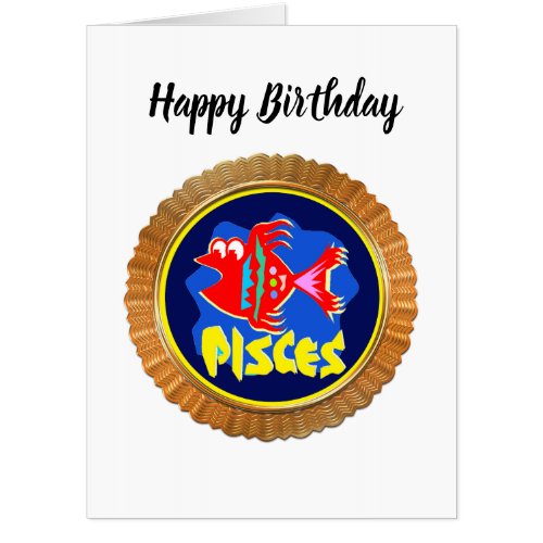 Pisces Cartoon Zodiac Astrology design Card