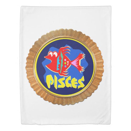 Pisces Cartoon Zodiac Astrology design Duvet Cover