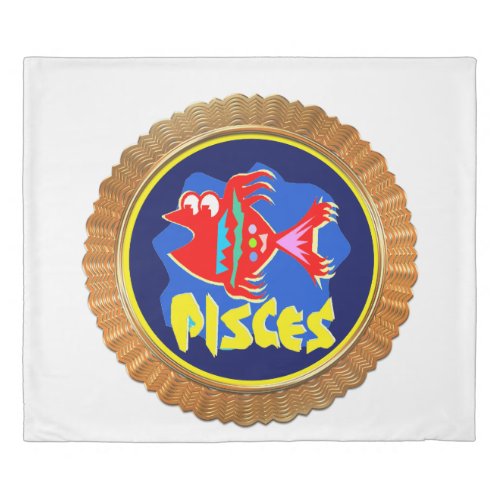 Pisces Cartoon Zodiac Astrology design Duvet Cover