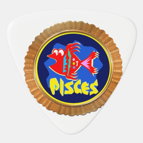 Pisces Cartoon Zodiac Astrology design Guitar Pick