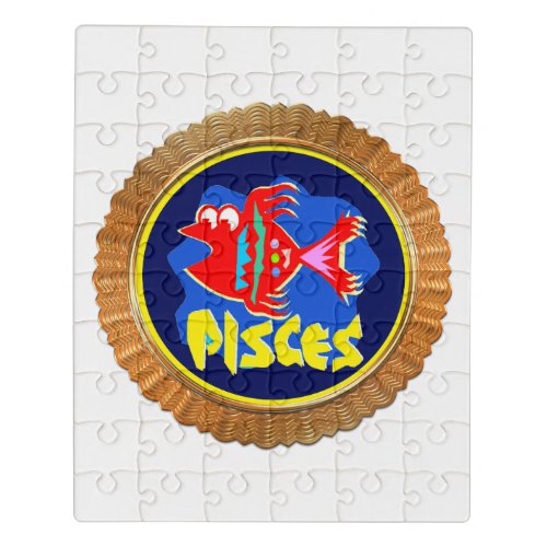 Pisces Cartoon Zodiac Astrology design Jigsaw Puzzle