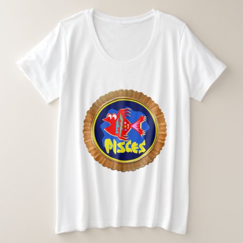 Pisces Cartoon Zodiac Astrology design Plus Size T_Shirt
