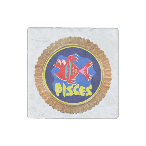 Pisces Cartoon Zodiac Astrology design Stone Magnet