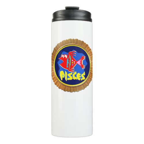 Pisces Cartoon Zodiac Astrology design Thermal Tumbler