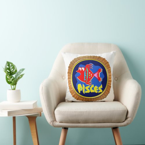 Pisces Cartoon Zodiac Astrology design Throw Pillow