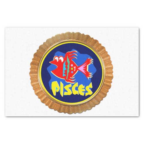 Pisces Cartoon Zodiac Astrology design Tissue Paper