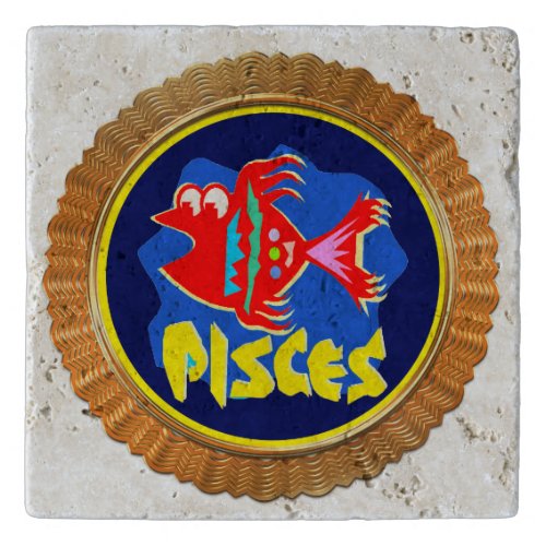 Pisces Cartoon Zodiac Astrology design Trivet