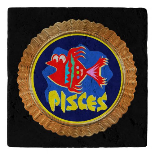 Pisces Cartoon Zodiac Astrology design Trivet