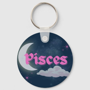 Pisces Celestial Aesthetic Dreamy Moon Cloud Stars Keychain