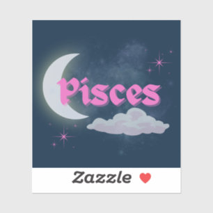 Pisces Celestial Aesthetic Dreamy Moon Cloud Stars Sticker