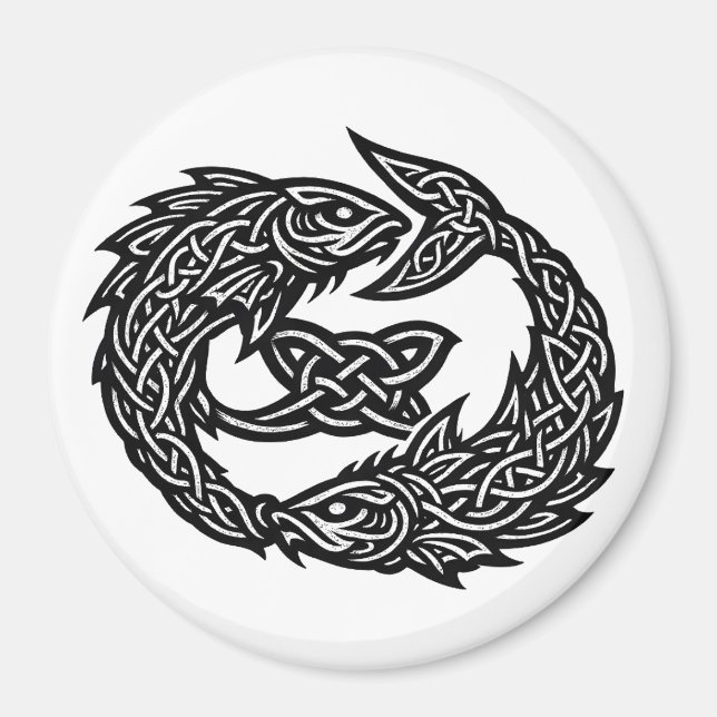 Pisces Celtic Twin‑Current Sigil | BurnsInHell Ink Magnet (Front)