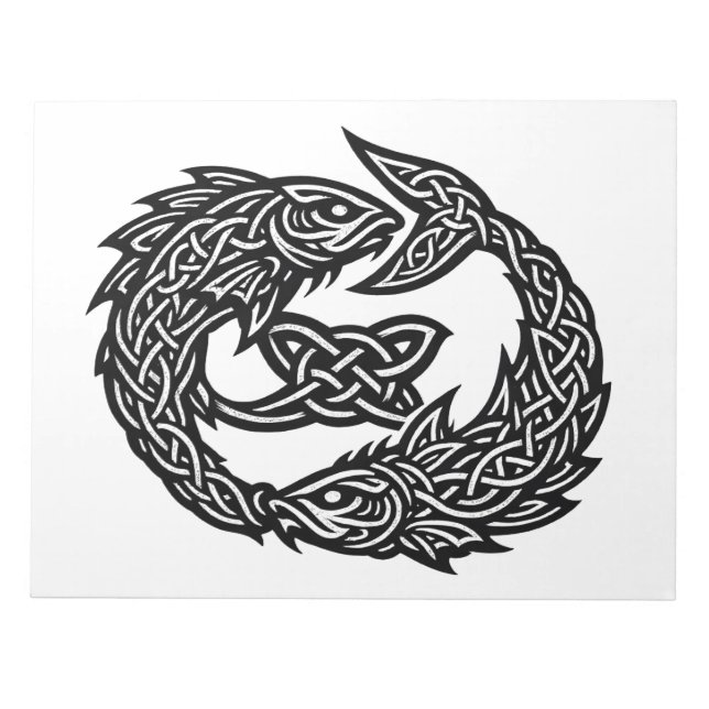 Pisces Celtic Twin‑Current Sigil | BurnsInHell Ink Notepad (Front)