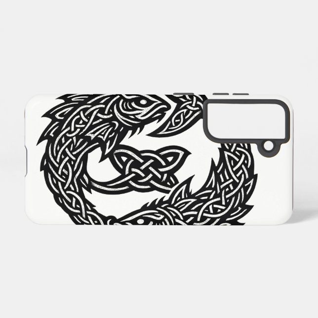 Pisces Celtic Twin‑Current Sigil | BurnsInHell Ink Samsung Galaxy Case (Back Horizontal)