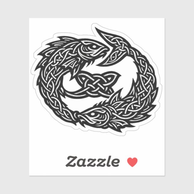 Pisces Celtic Twin‑Current Sigil | BurnsInHell Ink Sticker (Sheet)