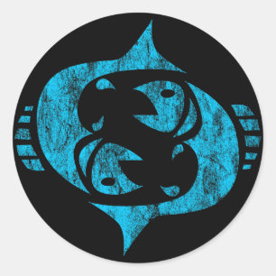 pisces classic round sticker