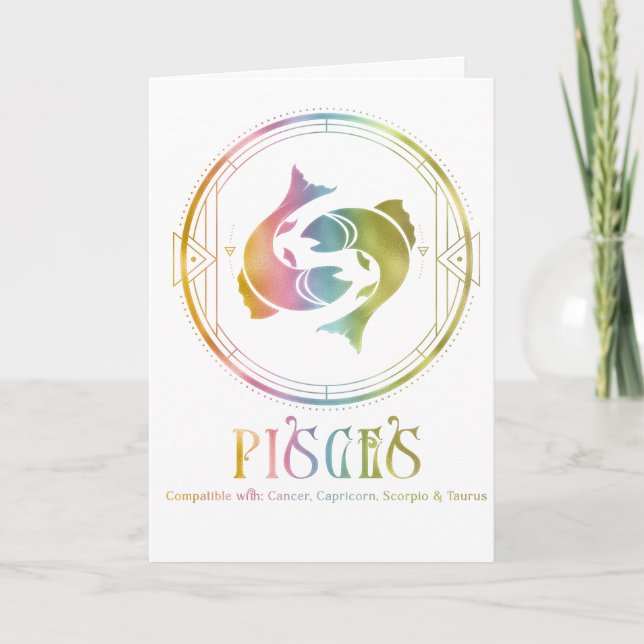Pisces Compatibility Birthday Greeting Card (Front)