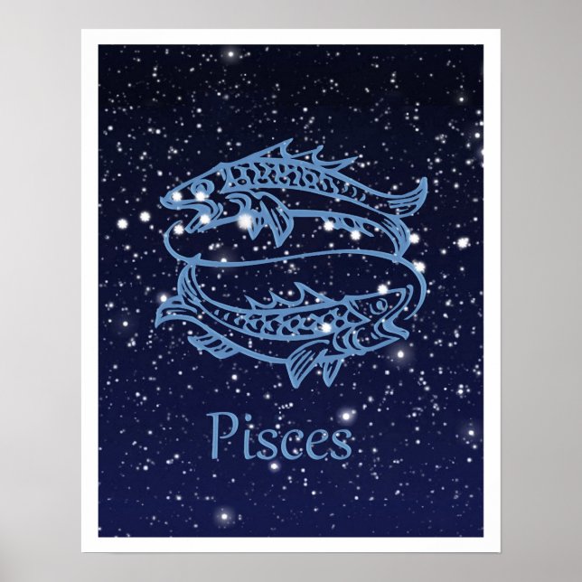Pisces Constellation and Zodiac Sign with Stars (Front)