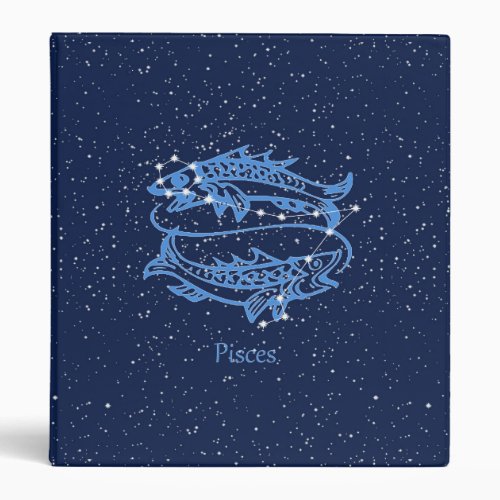 Pisces Constellation and Zodiac Sign with Stars 3 Ring Binder