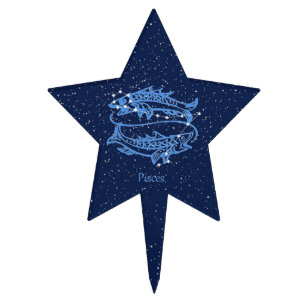 Pisces Constellation and Zodiac Sign with Stars  Cake Topper